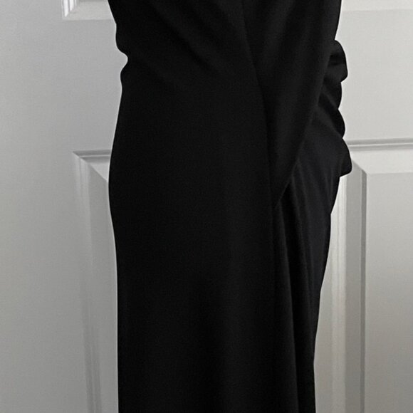 THEORY BLACK DRAPED SLEEVELESS SHEATH DRESS - SIZE MEDIUM - Picture 10 of 10